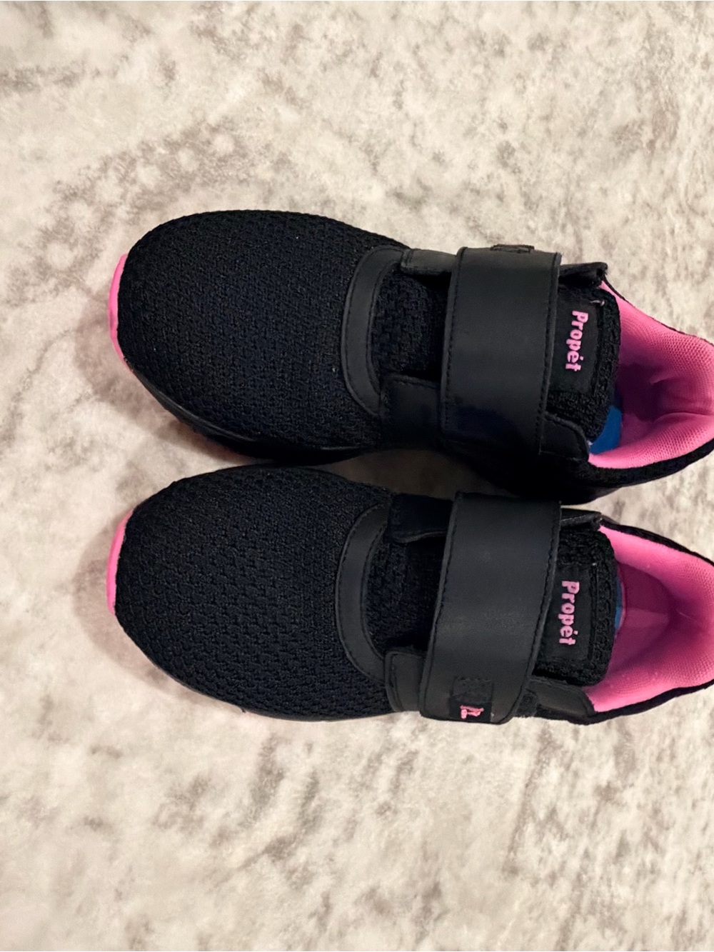 Propet Black and Pink Women's Athletic Hook-and-Loop Sneakers